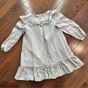 PAZ RODRÍGUEZ Gray Ruffled Long Sleeve Dress